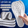 Combo 2 đế lót giày thể thao 4D siêu mềm thoáng khí giúp giảm đau và co giãn, Size 39/40 - Mặt đen - Đệm trắng