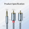 Cáp âm thanh Essager 3.5mm đầu ra 2 RCA cao cấp, Dây 1m