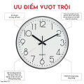 Đồng hồ treo tường kim trôi 30cm số nổi 3D cao cấp, Màu trắng