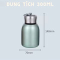 Bình giữ nhiệt dung tích 300ml thiết kế quai xách, nắp chống tràn, Màu bạc
