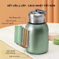 Bình giữ nhiệt dung tích 300ml thiết kế quai xách, nắp chống tràn, Màu bạc
