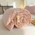 Chăn hè cotton đũi cao cấp, chăn kẻ bông xơ đậu nành kích thước 2mx2m2, Chăn đũi kẻ xanh than	