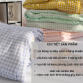 Chăn hè cotton đũi cao cấp, chăn kẻ bông xơ đậu nành kích thước 2mx2m2, Chăn đũi kẻ xanh than	