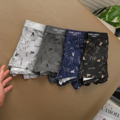 Combo 4 quần sịp boxer nam vải cotton co giãn, kháng khuẩn cao cấp , Size 2XL : Cân nặng từ 66-75kg