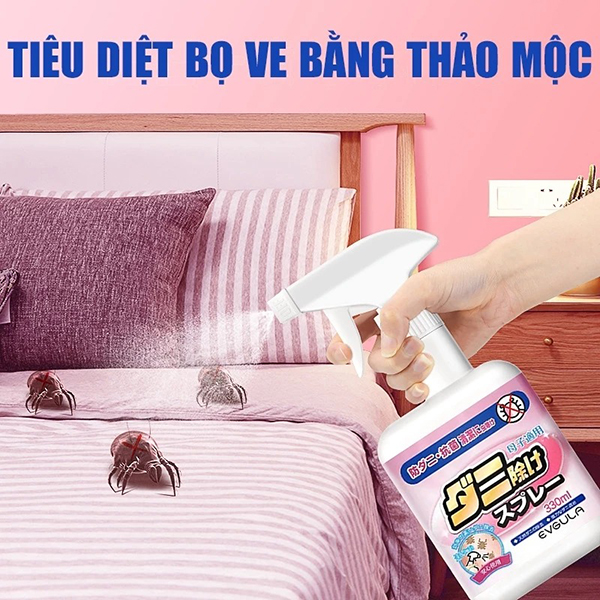 Bình xịt diệt bọ ve, bọ rệp dành cho giường, nệm, sofa, rèm cửa chiết xuất thiên nhiên
