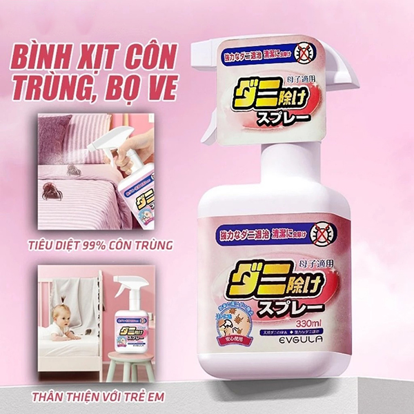Bình xịt diệt bọ ve, bọ rệp dành cho giường, nệm, sofa, rèm cửa chiết xuất thiên nhiên