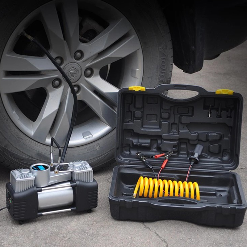 Bơm lốp ô tô 2 xi lanh bản điện tử công suất lớn kèm hộp phụ kiện cao cấp