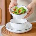 Bộ bát đĩa gốm sứ viền đen vân sọc 19 chi tiết kèm hộp quà