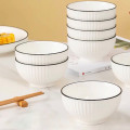 Bộ bát đĩa gốm sứ viền đen vân sọc 19 chi tiết kèm hộp quà