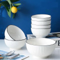 Bộ bát đĩa gốm sứ viền đen vân sọc 19 chi tiết kèm hộp quà