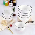Bộ bát đĩa gốm sứ viền đen vân sọc 19 chi tiết kèm hộp quà