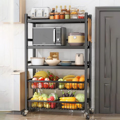 Kệ nhà bếp đa năng để đồ lò vi sóng chất liệu thép sơn tĩnh điện chịu lực tốt,  Kệ 5 tầng 60x32x108cm