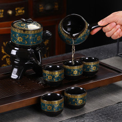 Bộ ấm chén pha trà cối xay trà đạo men gốm cao cấp , Hoa văn