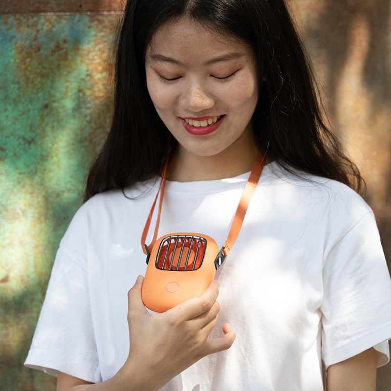 Quạt mini đeo cổ sạc USB gọn nhẹ, tiện dụng