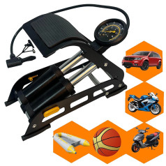 Bơm đạp chân 2 xilanh bơm ô tô, xe máy ,xe đạp siêu khỏe có đồng hồ đo áp suất 