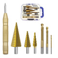 Bộ 6 mũi khoan tháp đa năng thép gió HSS mạ Titan kem hộp đựng cao cấp