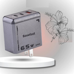 Bộ sạc nhanh, đa cổng, tiện lợi mang đi du lịch Basefast gập gọn 65w kèm dây 100w, tương thích với nhiều thiết bị khác nhau