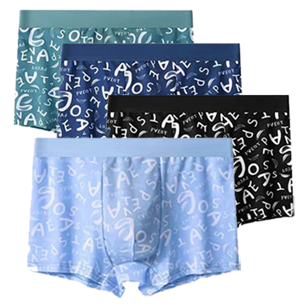 Set 4 quần boxer nam chất liệu lụa băng trơn mát, co giãn 4 chiều