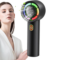 Quạt cầm tay mini công nghệ mới làm mát tức thì nhỏ gọn dễ mang theo, Màu đen-Đèn mood