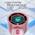 Quạt cầm tay mini công nghệ mới làm mát tức thì nhỏ gọn dễ mang theo, Màu đen-Đèn mood