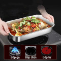 Khay nấu ăn inox có nắp tiện lợi, không gỉ, dễ vệ sinh