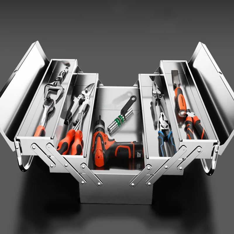 Hộp đồ nghề inox đa năng 3 tầng 5 ngăn đựng nhiều đồ tiện lợi