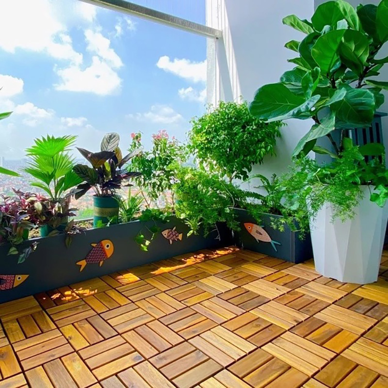 Sàn gỗ vỉ nhựa lót sàn 30x30cm cho ban công, ngoài trời, sân vườn, siêu bền