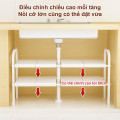 Kệ để đồ gầm bếp bồn rửa đa năng thép không gỉ có thể điều chỉnh kích thước tiện lợi, Kệ 2 tầng (3 bảng)+ 3 giỏ