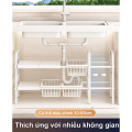 Kệ để đồ gầm bếp bồn rửa đa năng thép không gỉ có thể điều chỉnh kích thước tiện lợi, Kệ 2 tầng (3 bảng)+ 3 giỏ