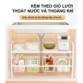 Kệ để đồ gầm bếp bồn rửa đa năng thép không gỉ có thể điều chỉnh kích thước tiện lợi, Kệ 2 tầng (3 bảng)+ 3 giỏ
