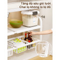 Kệ để đồ gầm bếp bồn rửa đa năng thép không gỉ có thể điều chỉnh kích thước tiện lợi, Kệ 2 tầng (3 bảng)+ 3 giỏ