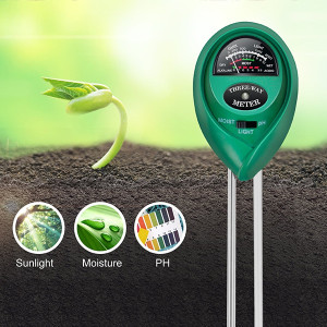 Dụng cụ đo độ PH đất 3 trong 1, que thử PH, độ ẩm, ánh sáng