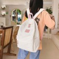 Balo nữ thời trang vải dù chống thấm nước Hàn Quốc, Màu trắng khóa xanh