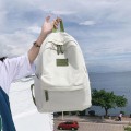 Balo nữ thời trang vải dù chống thấm nước Hàn Quốc, Màu trắng khóa xanh