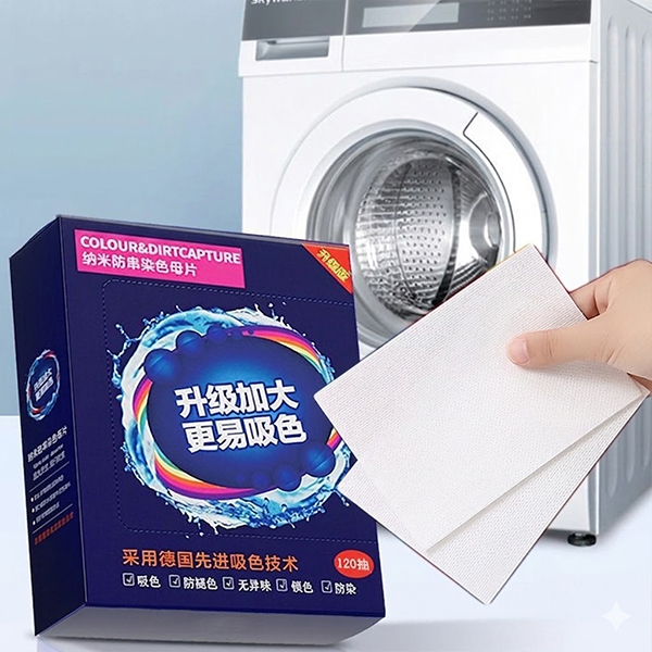 Giấy hút màu khi giặt CUBIC AQUA giữ quần áo trắng sáng, không loang màu