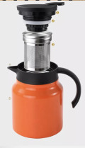  Bình pha trà kèm lõi lọc inox 1500ml , Màu cam