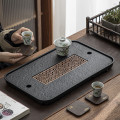Khay trà vân đá nhân tạo phong cách Nhật Bản sang trọng, 37x24x4cm