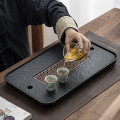 Khay trà vân đá nhân tạo phong cách Nhật Bản sang trọng, 37x24x4cm