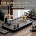 Khay trà vân đá nhân tạo phong cách Nhật Bản sang trọng, 37x24x4cm