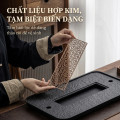 Khay trà vân đá nhân tạo phong cách Nhật Bản sang trọng, 37x24x4cm