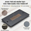 Khay trà vân đá nhân tạo phong cách Nhật Bản sang trọng, 37x24x4cm