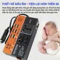 Bộ chuyển đổi điện 6 cổng sạc dùng trong ô tô DC 12V/24V sang 220V kèm tẩu 1500W