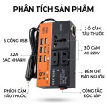 Bộ chuyển đổi điện 6 cổng sạc dùng trong ô tô DC 12V/24V sang 220V kèm tẩu 1500W