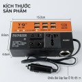 Bộ chuyển đổi điện 6 cổng sạc dùng trong ô tô DC 12V/24V sang 220V kèm tẩu 1500W