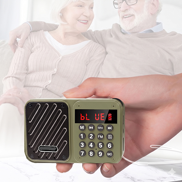 Đài radio FM bluetooth cầm tay bắt sóng tốt 2 cổng thẻ nhớ
