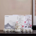 Bộ ấm chén uống trà cối xay cao cấp họa tiết nghệ thuật tinh tế, Cối Xay Bạch Ngọc