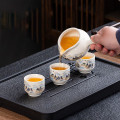 Bộ ấm chén uống trà cối xay cao cấp họa tiết nghệ thuật tinh tế, Cối Xay Bạch Ngọc