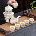 Bộ ấm chén uống trà cối xay cao cấp họa tiết nghệ thuật tinh tế, Cối Xay Bạch Ngọc