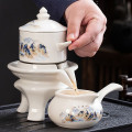Bộ ấm chén uống trà cối xay cao cấp họa tiết nghệ thuật tinh tế, Cối Xay Bạch Ngọc