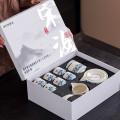 Bộ ấm chén uống trà cối xay cao cấp họa tiết nghệ thuật tinh tế, Cối Xay Bạch Ngọc
